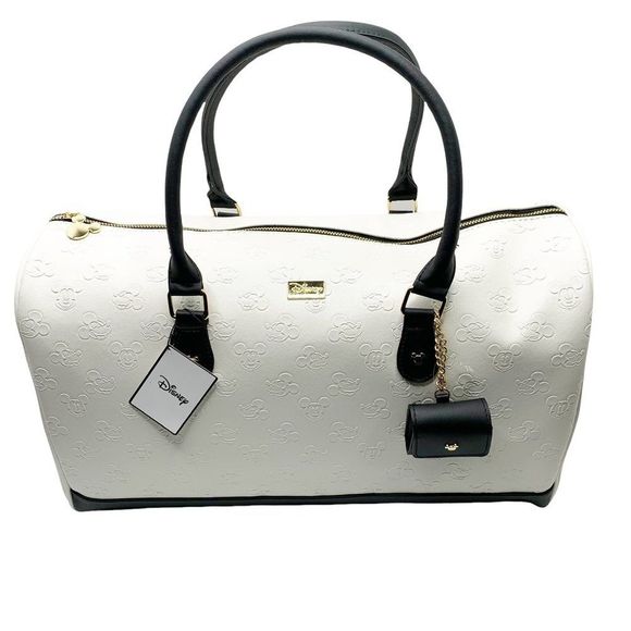 Disney Womens White Mickey Mouse Double Handle Strap Duffle Bag OS With Coin Bag - Picture 2 of 11